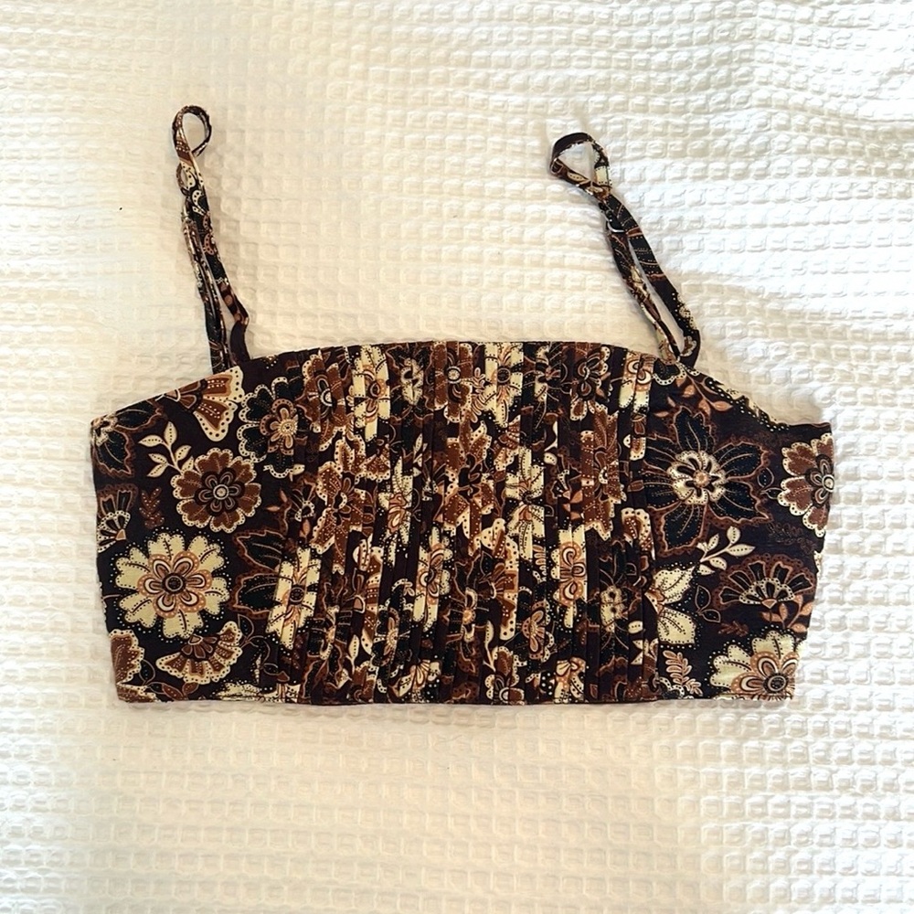 Rhythm Cantabria Floral Brown Crop Top Small